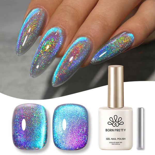 15ml Holo Glass Cat Magnetic Gel-Blue Gel Nail Polish BORN PRETTY 