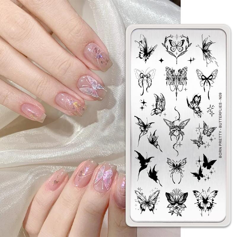 Rectangle Nail Stamping Plates Stamping Nail BORN PRETTY N09 