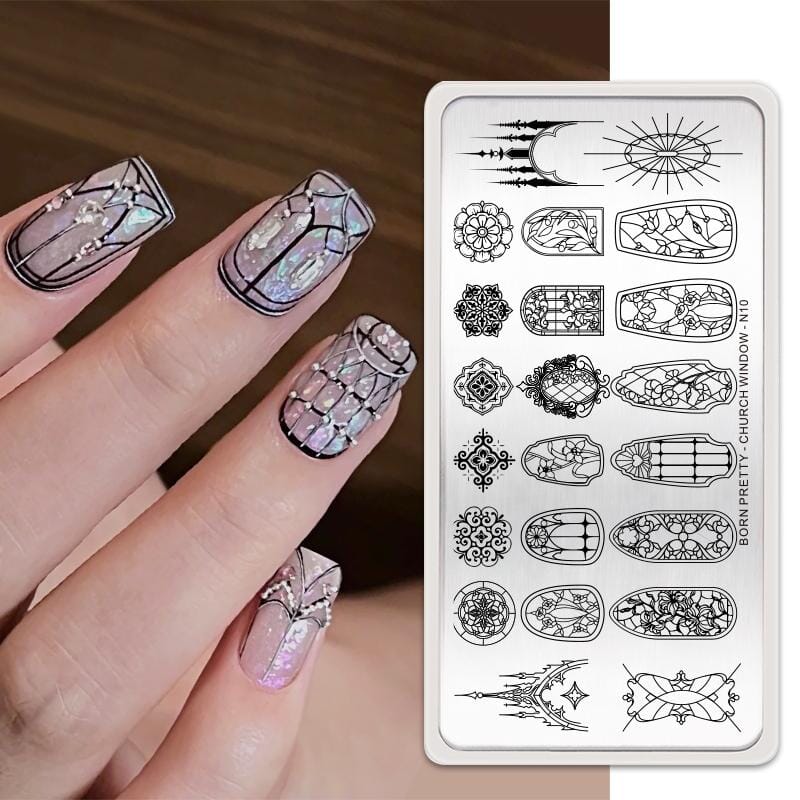 Rectangle Nail Stamping Plates Stamping Nail BORN PRETTY N10 