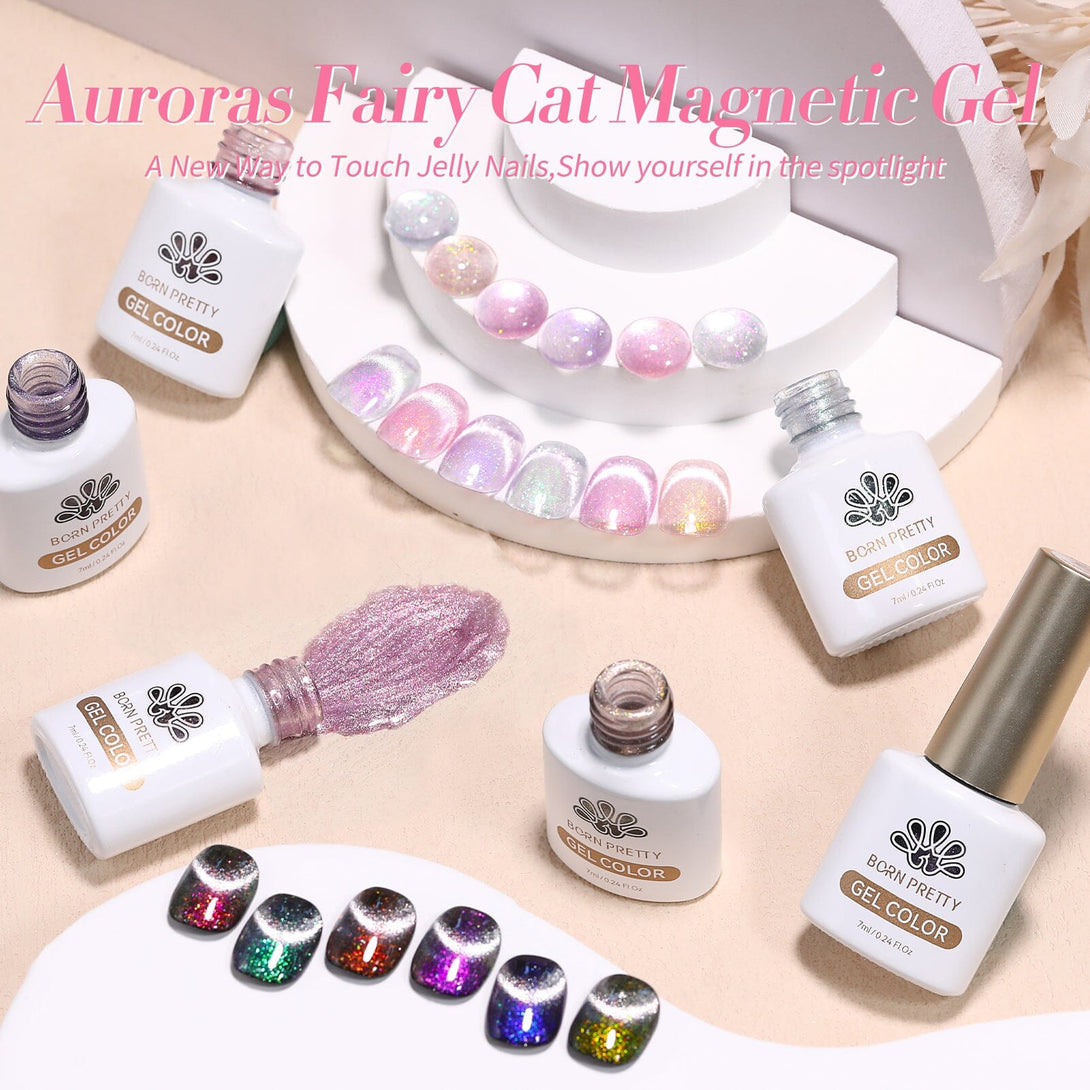 6 Colors Aurora Fairy Cat Magnetic Gel 7ml Gel Nail Polish BORN PRETTY 