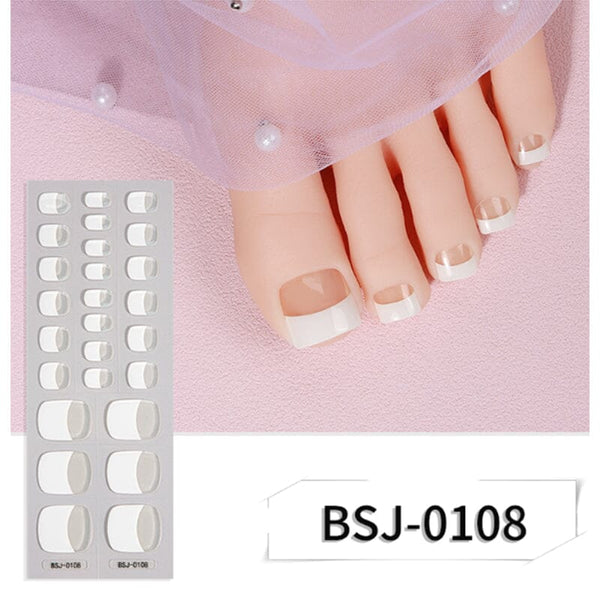 32 Tips Semi Cured Toenail Wraps BSJ-0108 Nail Sticker BORN PRETTY 