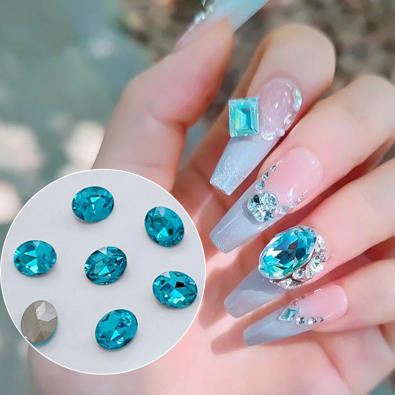 Water Blue Sharp Bottom Nail Rhinestones #07 Nail Decoration No Brand 