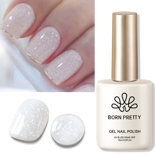 White Snow Glitter Jelly Gel Polish 15ml Gel Nail Polish BORN PRETTY 