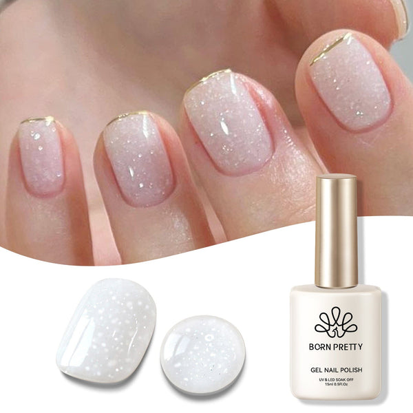 White Snow Glitter Jelly Gel Polish 15ml Gel Nail Polish BORN PRETTY 