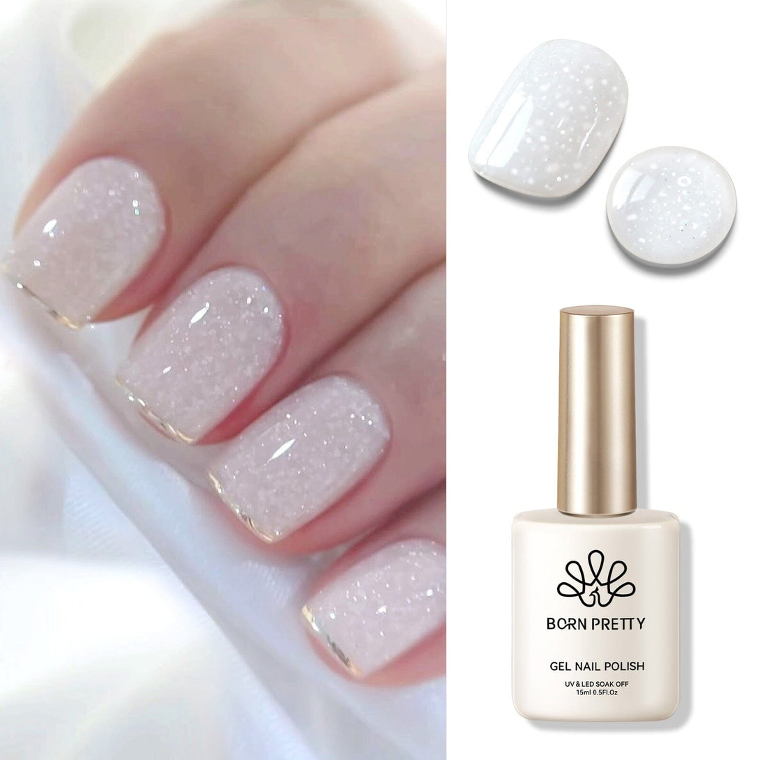 White Snow Glitter Jelly Gel Polish 15ml Gel Nail Polish BORN PRETTY 