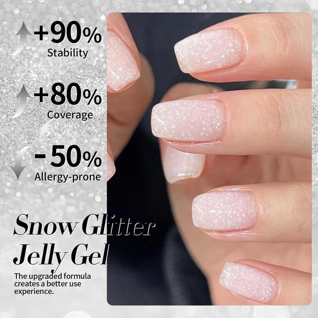 White Snow Glitter Jelly Gel Polish 15ml Gel Nail Polish BORN PRETTY 