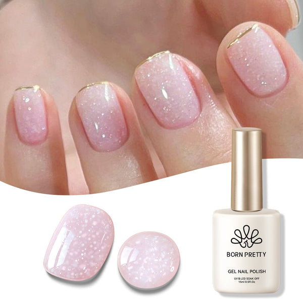 Pink Snow Glitter Jelly Gel Polish 15ml Gel Nail Polish BORN PRETTY 