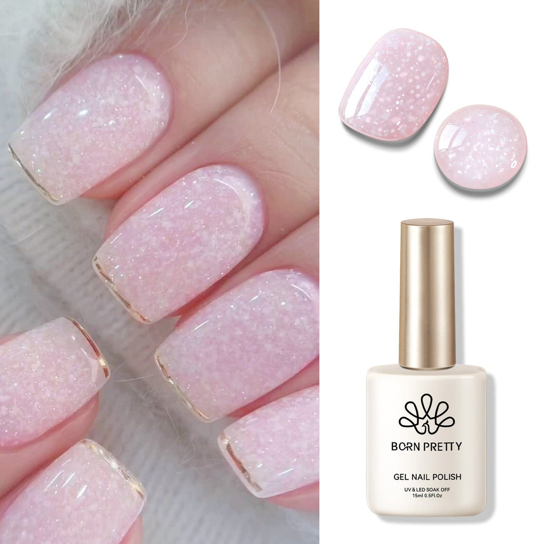 Pink Snow Glitter Jelly Gel Polish 15ml Gel Nail Polish BORN PRETTY 