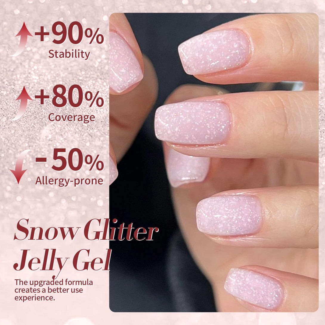 Pink Snow Glitter Jelly Gel Polish 15ml Gel Nail Polish BORN PRETTY 