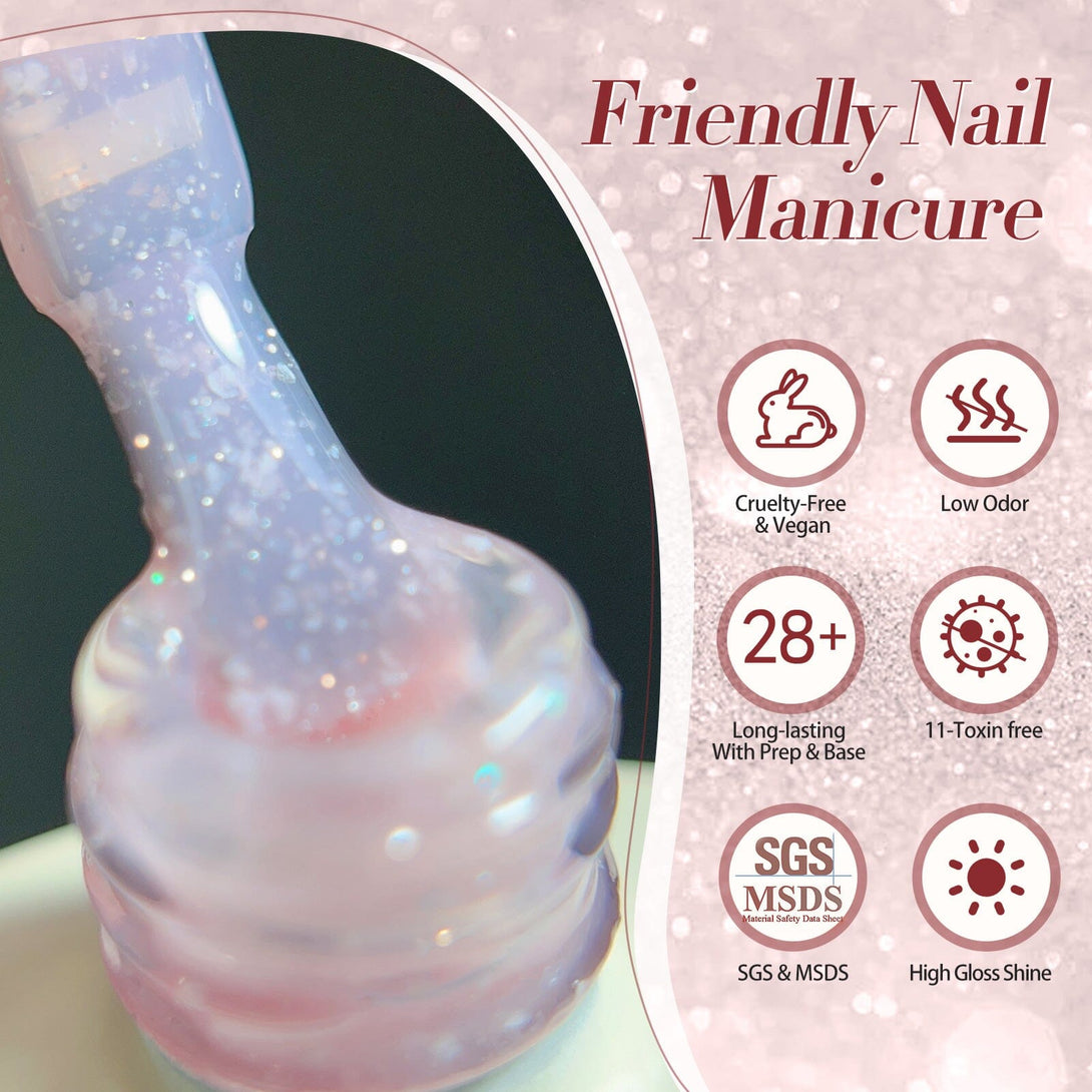 Pink Snow Glitter Jelly Gel Polish 15ml Gel Nail Polish BORN PRETTY 