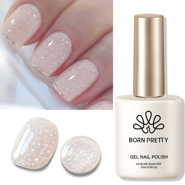 Nude Snow Glitter Jelly Gel Polish 15ml Gel Nail Polish BORN PRETTY 