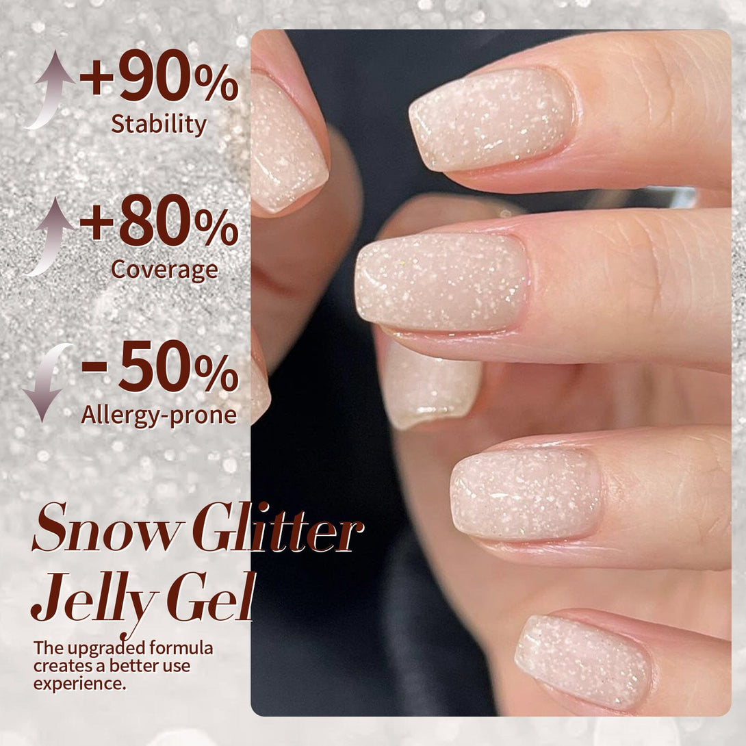 Nude Snow Glitter Jelly Gel Polish 15ml Gel Nail Polish BORN PRETTY 