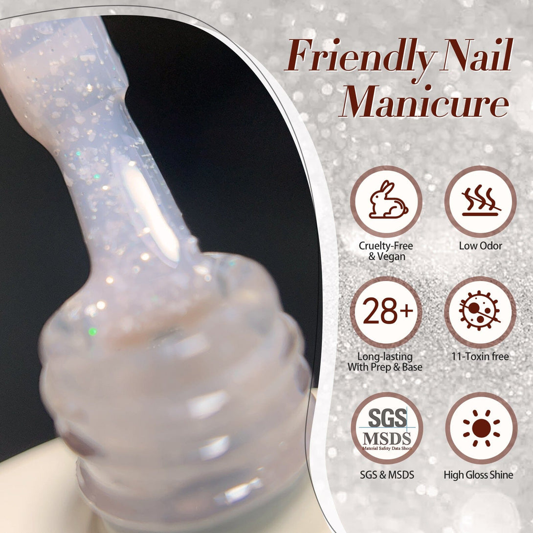 Nude Snow Glitter Jelly Gel Polish 15ml Gel Nail Polish BORN PRETTY 