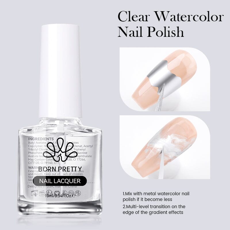 Watercolor Nail Polish 10ml Nail Polish BORN PRETTY Clear 