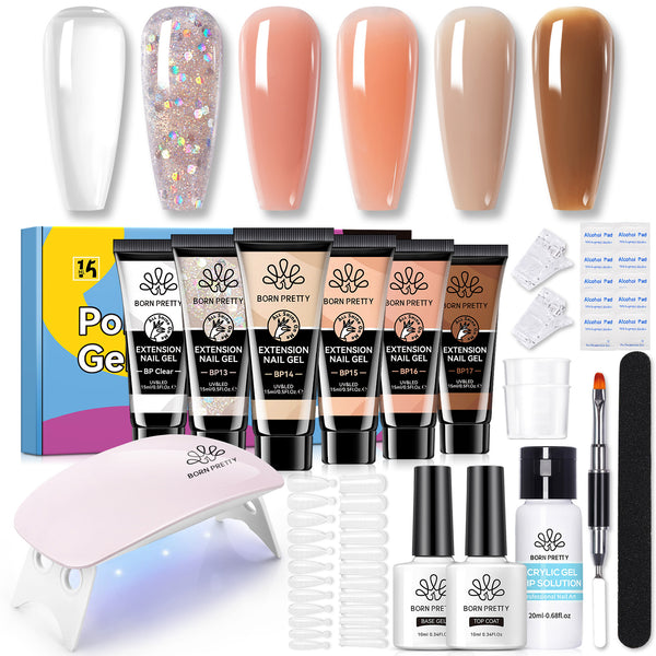 6 Colors Starter Poly Extension Gel Kit Nude 15ml