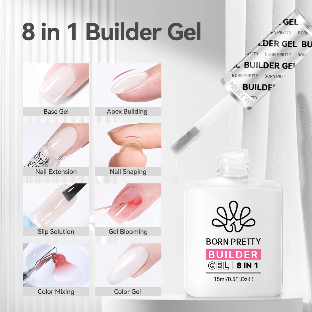 15ml 8 in 1 Builder-Gel 05 Milky White Gel Nail Polish BORN PRETTY 