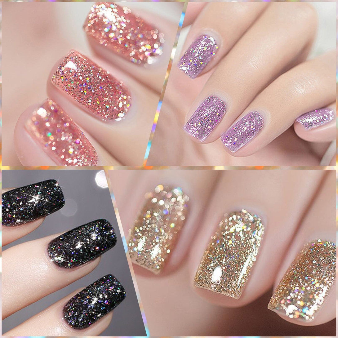 6 Colors Gold Black Glitter Reflective Gel Polish Set 7ml Gel Nail Polish BORN PRETTY 