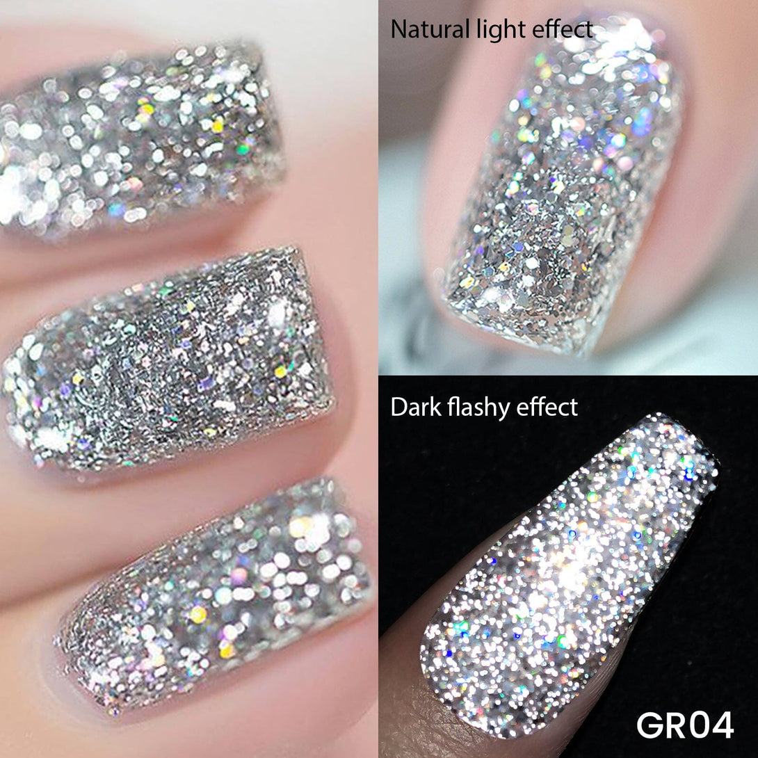 6 Colors Gold Black Glitter Reflective Gel Polish Set 7ml Gel Nail Polish BORN PRETTY 