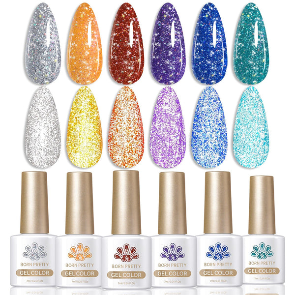 6 Colors Colorful Reflective Gel Polish Set 7ml