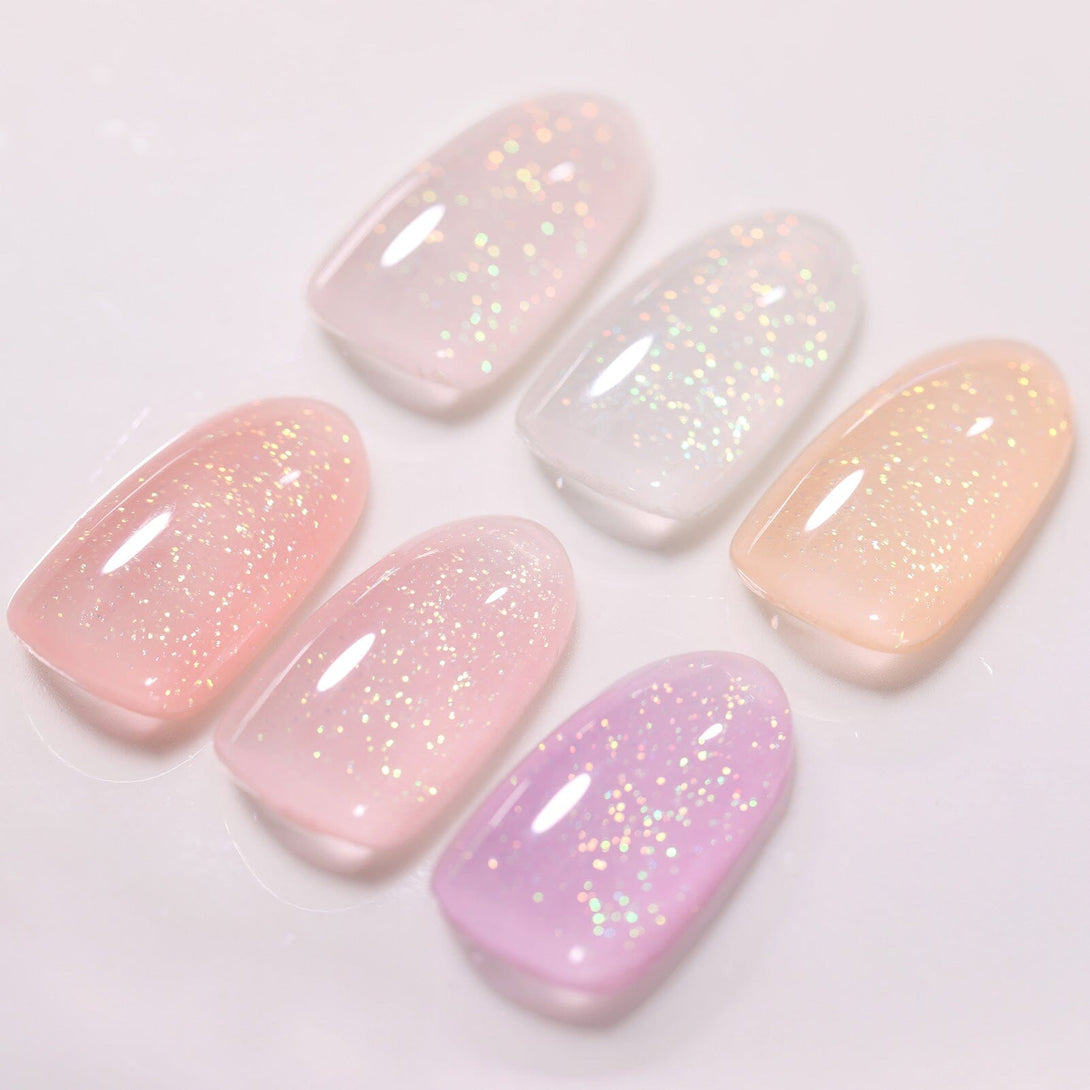 6 Colors Pink Jelly Glitter Gel Polish Set 7ml Gel Nail Polish BORN PRETTY 