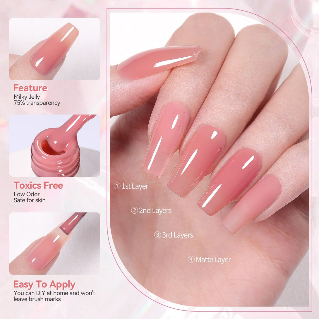 Milky Jelly Gel #19 Coral Pink 15ml Gel Nail Polish BORN PRETTY 