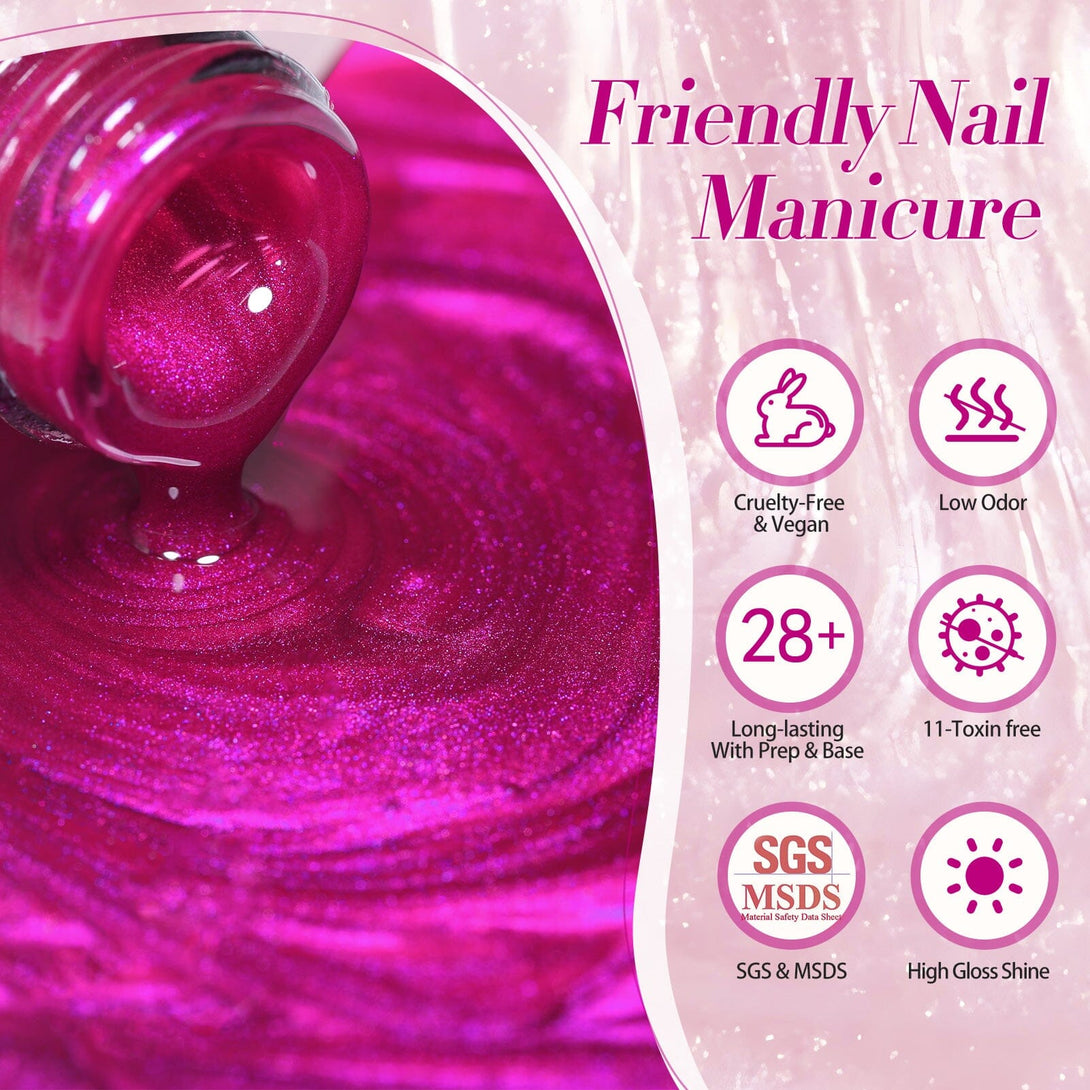 Shimmer Pearl Gel Polish Fuchsia F1ame 15ml Gel Nail Polish BORN PRETTY 