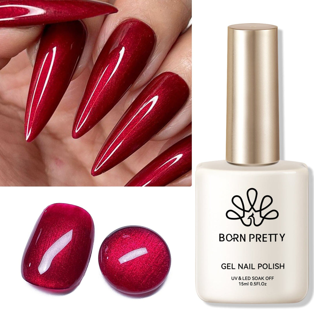 Shimmer Pearl Gel Polish Scarlet Ruby 15ml Gel Nail Polish BORN PRETTY 