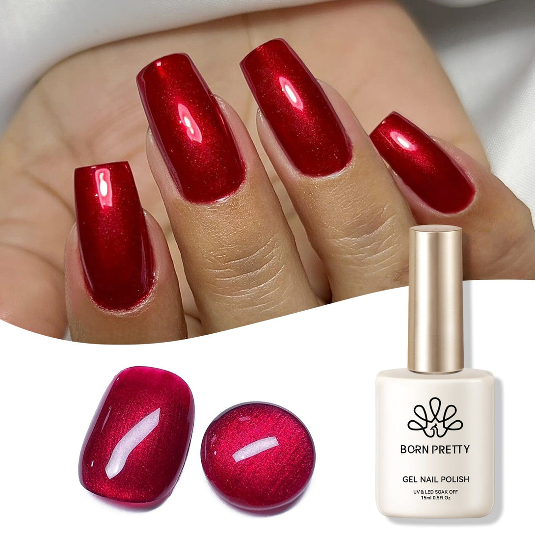 Shimmer Pearl Gel Polish Scarlet Ruby 15ml Gel Nail Polish BORN PRETTY 