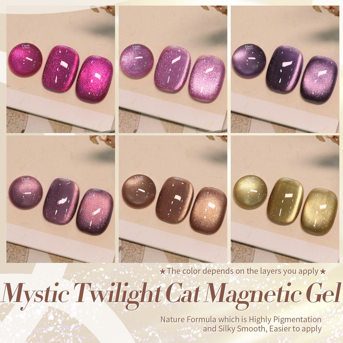 6 Colors Mystic Twilight Cat Magnetic Gel 7ml with Magnetic Stick Gel Nail Polish BORN PRETTY 