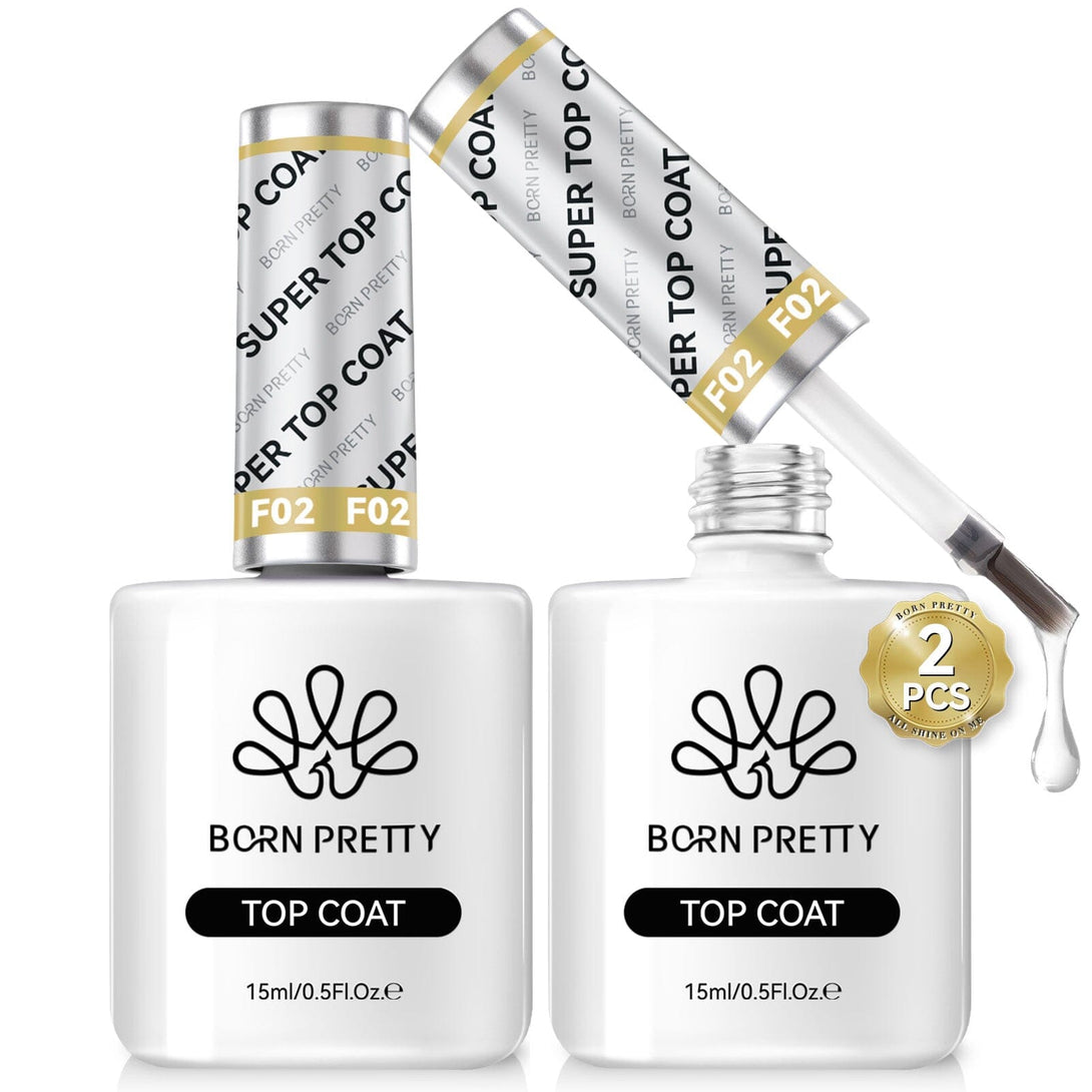 2 Bottles 15ml Super Top Coat Gel Nail Polish BORN PRETTY 