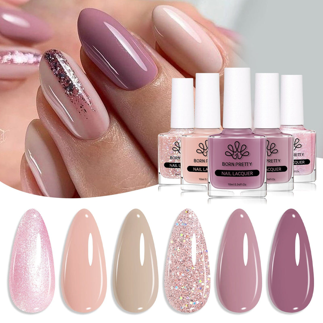 6 Colors Nude Pink Nail Polish Set 10ml Nail Polish BORN PRETTY 