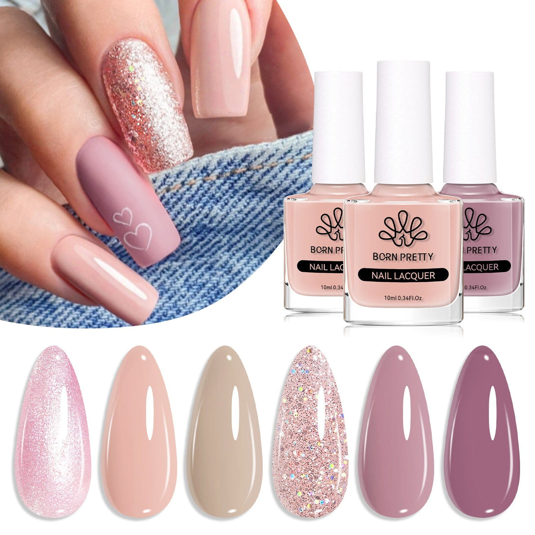 6 Colors Nude Pink Nail Polish Set 10ml Nail Polish BORN PRETTY 