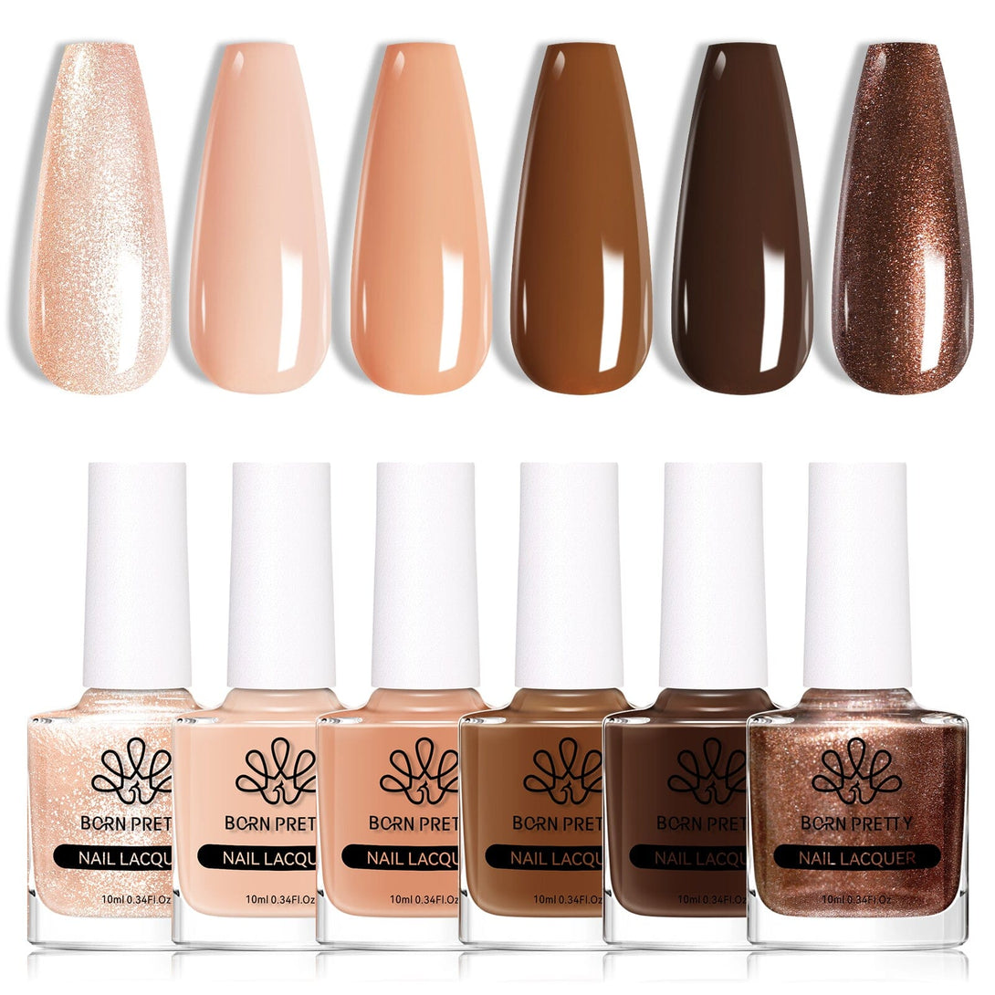 6 Colors Nude Brown Nail Polish Set 10ml Nail Polish BORN PRETTY 