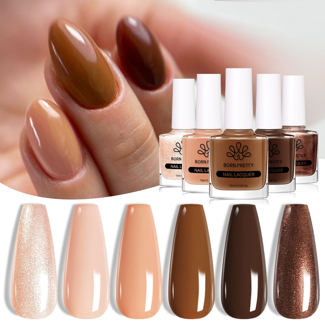 6 Colors Nude Brown Nail Polish Set 10ml Nail Polish BORN PRETTY 