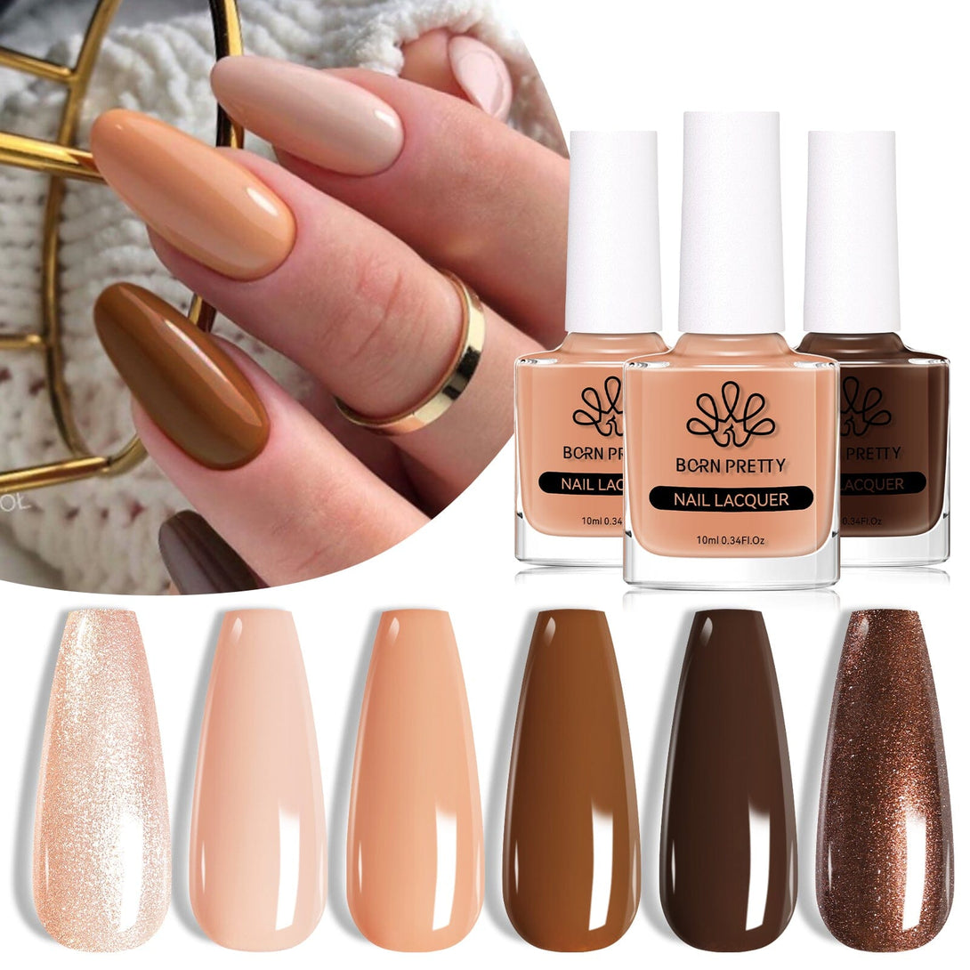 6 Colors Nude Brown Nail Polish Set 10ml Nail Polish BORN PRETTY 