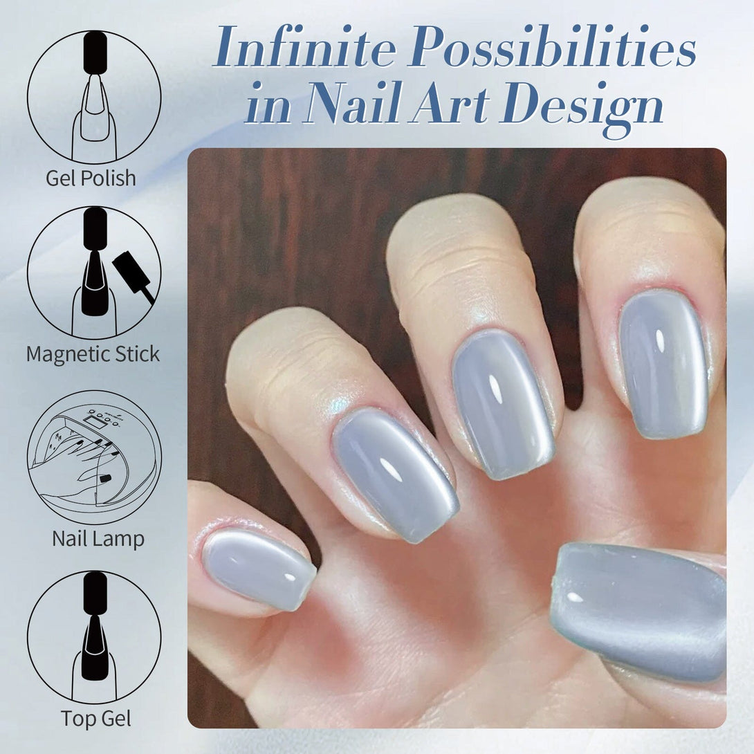 15ml Moonlight Cat Magnetic Gel - Blue Gel Nail Polish BORN PRETTY 