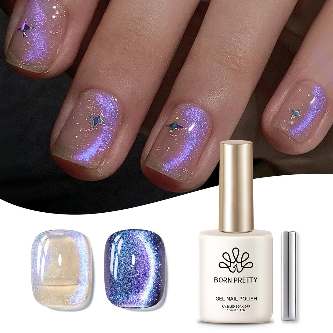 Purple Auroras Cat Magnetic Gel Polish 15ml Gel Nail Polish BORN PRETTY 