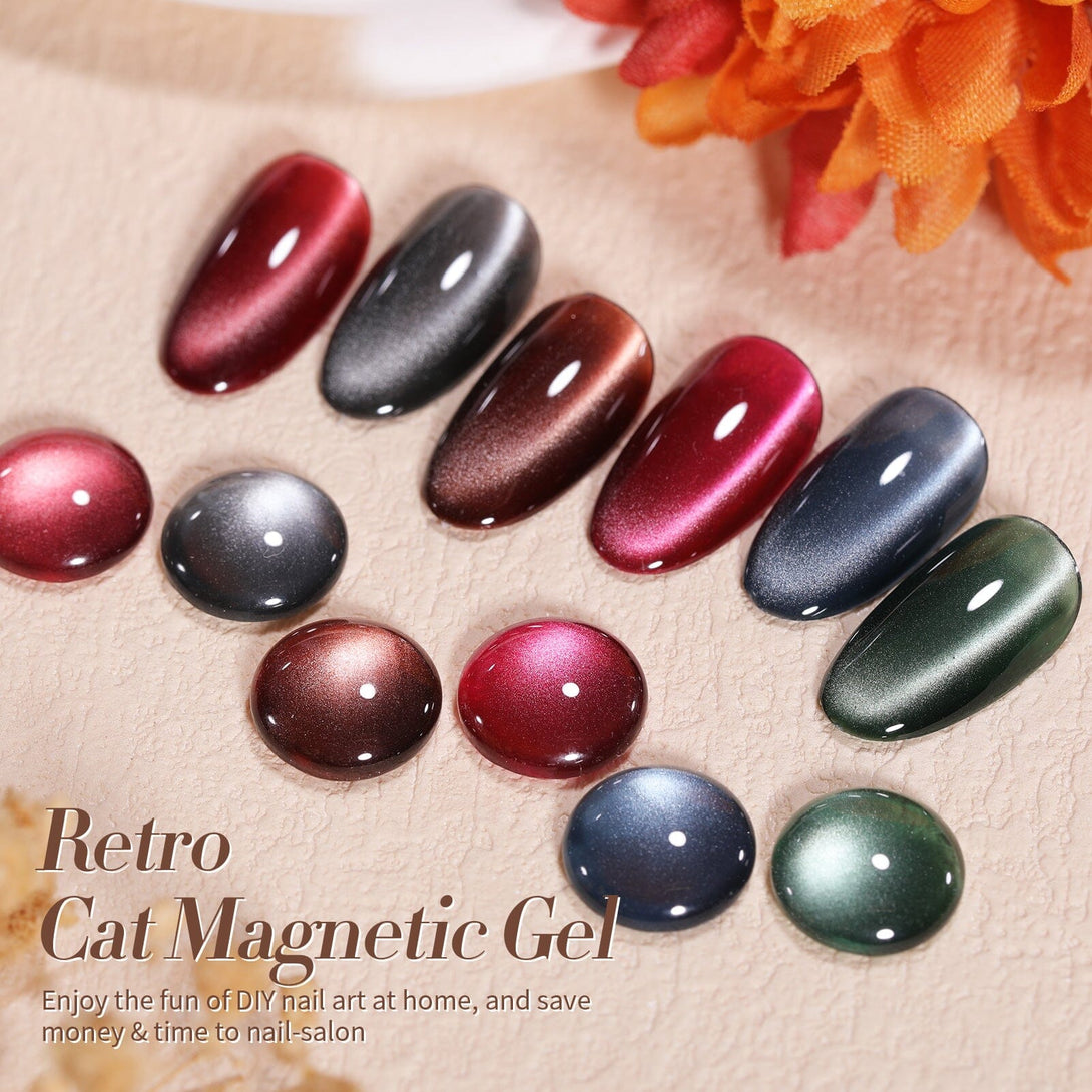 6 Colors Retro Cat Magnetic Gel 7ml with Magnetic Stick Gel Nail Polish BORN PRETTY 