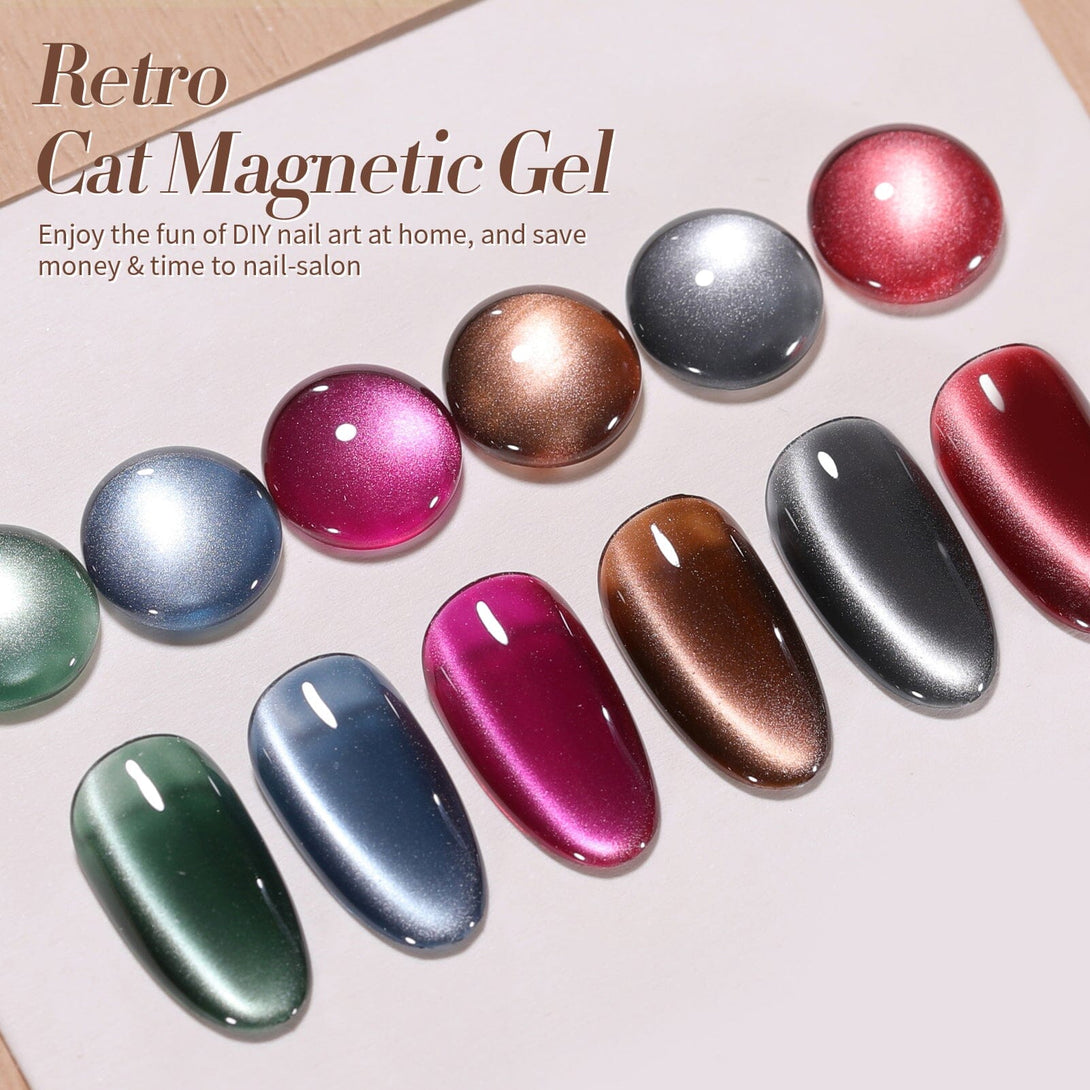 6 Colors Retro Cat Magnetic Gel 7ml with Magnetic Stick Gel Nail Polish BORN PRETTY 