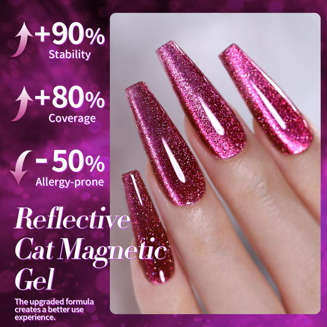 Rose Red Reflective Cat Magnetic Gel Polish 15ml Gel Nail Polish BORN PRETTY 