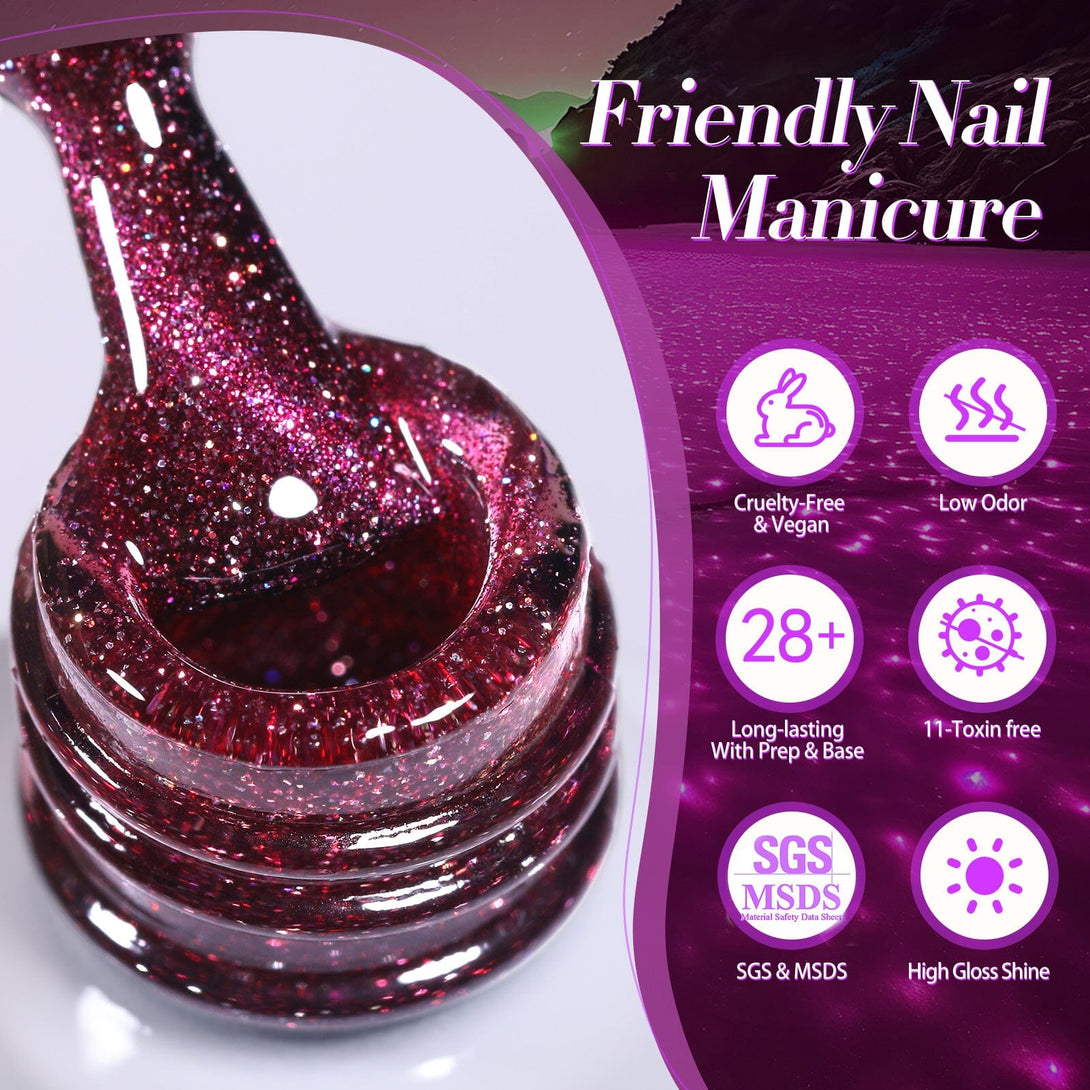 Rose Red Reflective Cat Magnetic Gel Polish 15ml Gel Nail Polish BORN PRETTY 