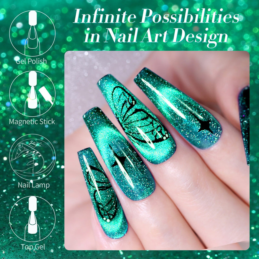 Green Reflective Cat Magnetic Gel Polish 15ml Gel Nail Polish BORN PRETTY 