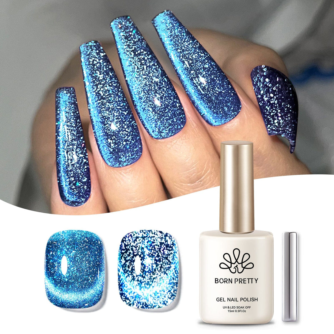 Blue Reflective Cat Magnetic Gel Polish 15ml Gel Nail Polish BORN PRETTY 