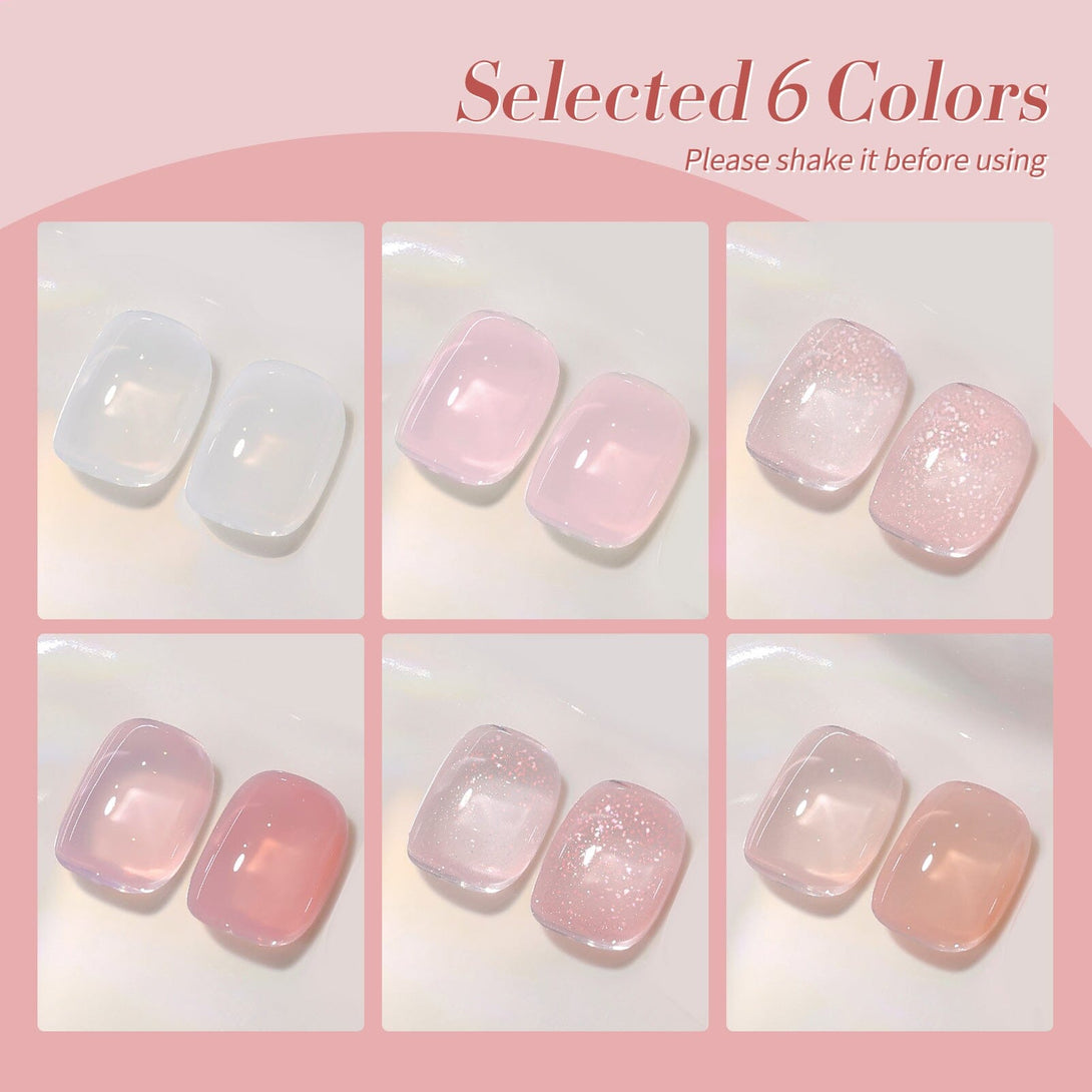 6 Colors Jelly Gel Set Pink-Veil 7ml Gel Nail Polish BORN PRETTY 