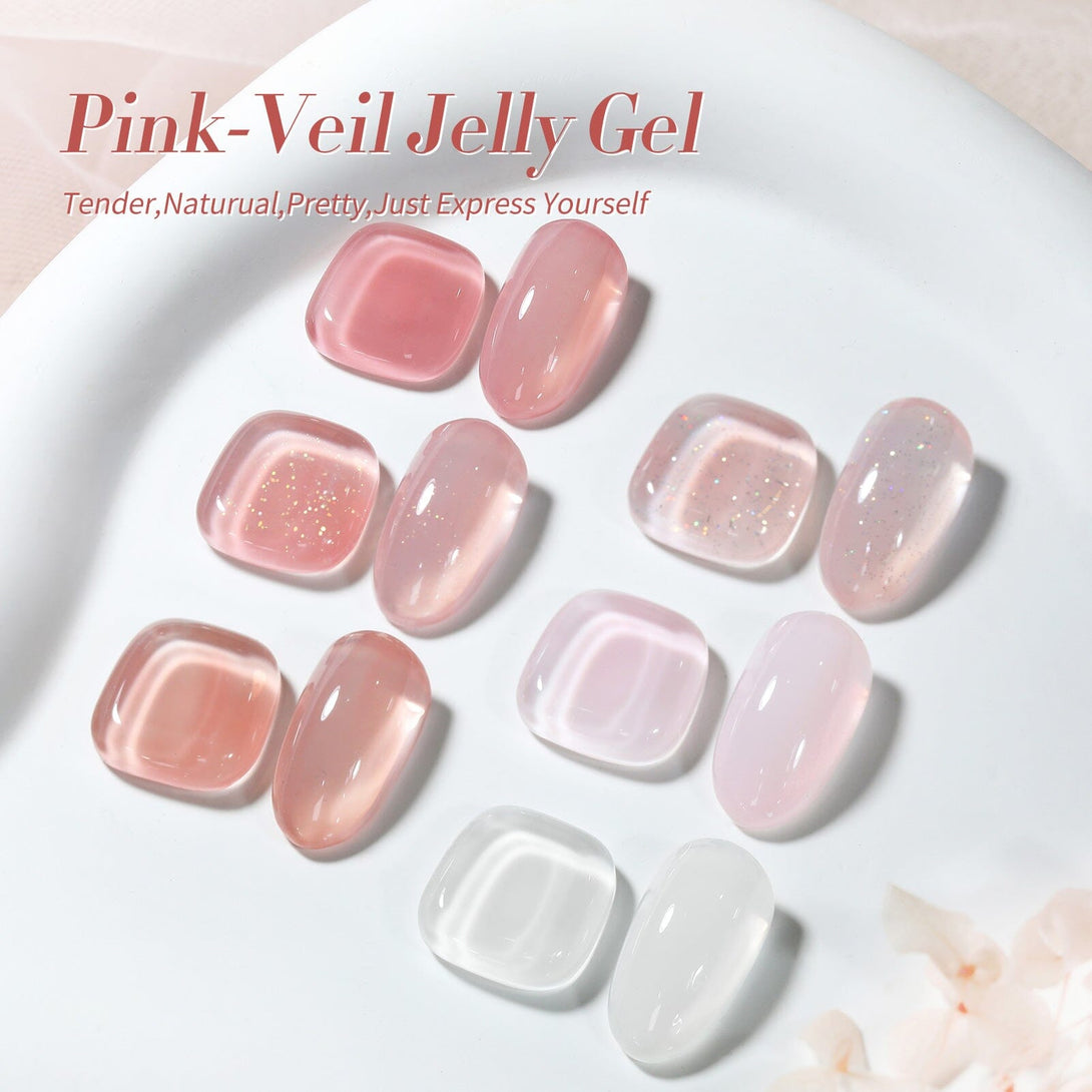 6 Colors Jelly Gel Set Pink-Veil 7ml Gel Nail Polish BORN PRETTY 