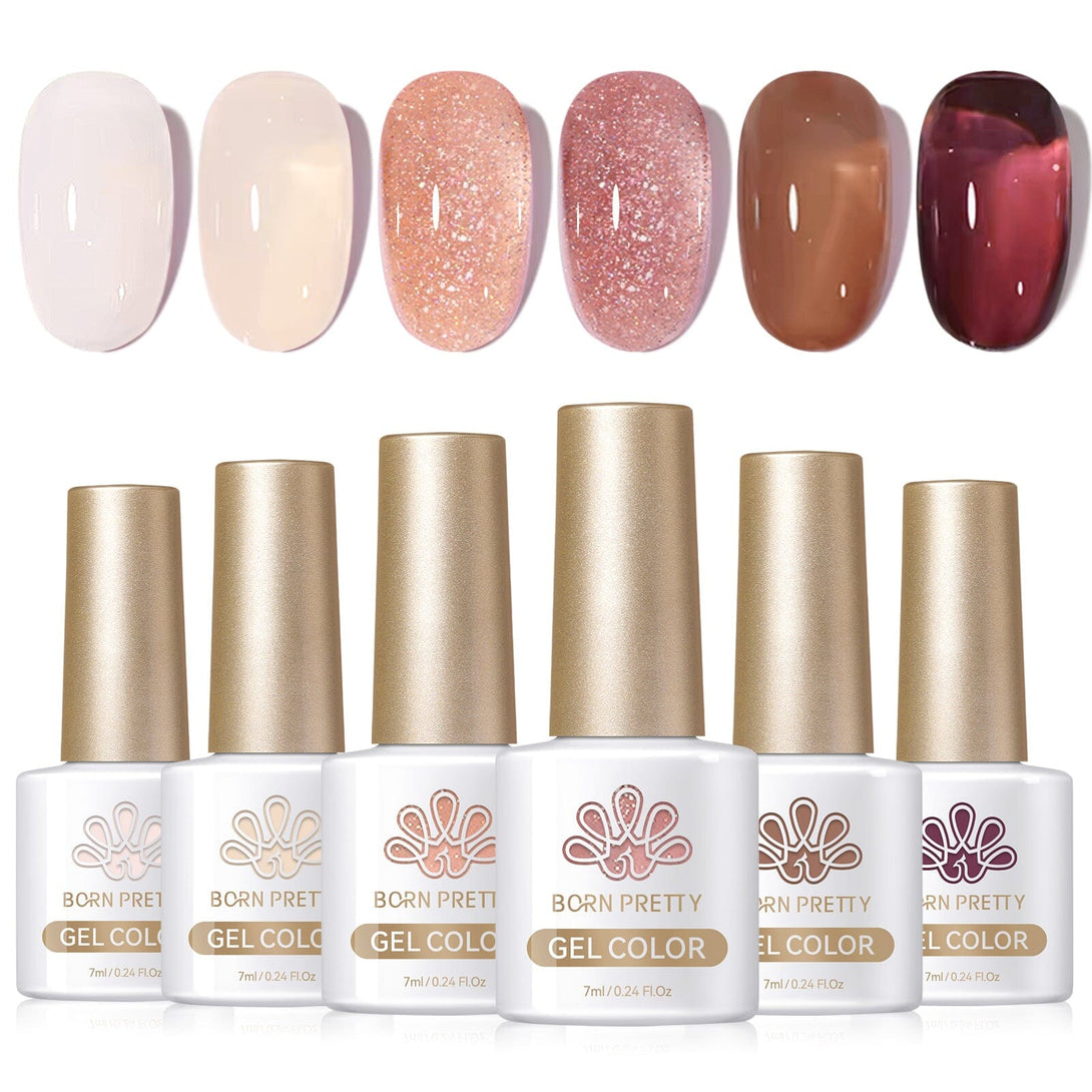 6 Colors Jelly Gel Set Autumn Dusk 7ml Gel Nail Polish BORN PRETTY 