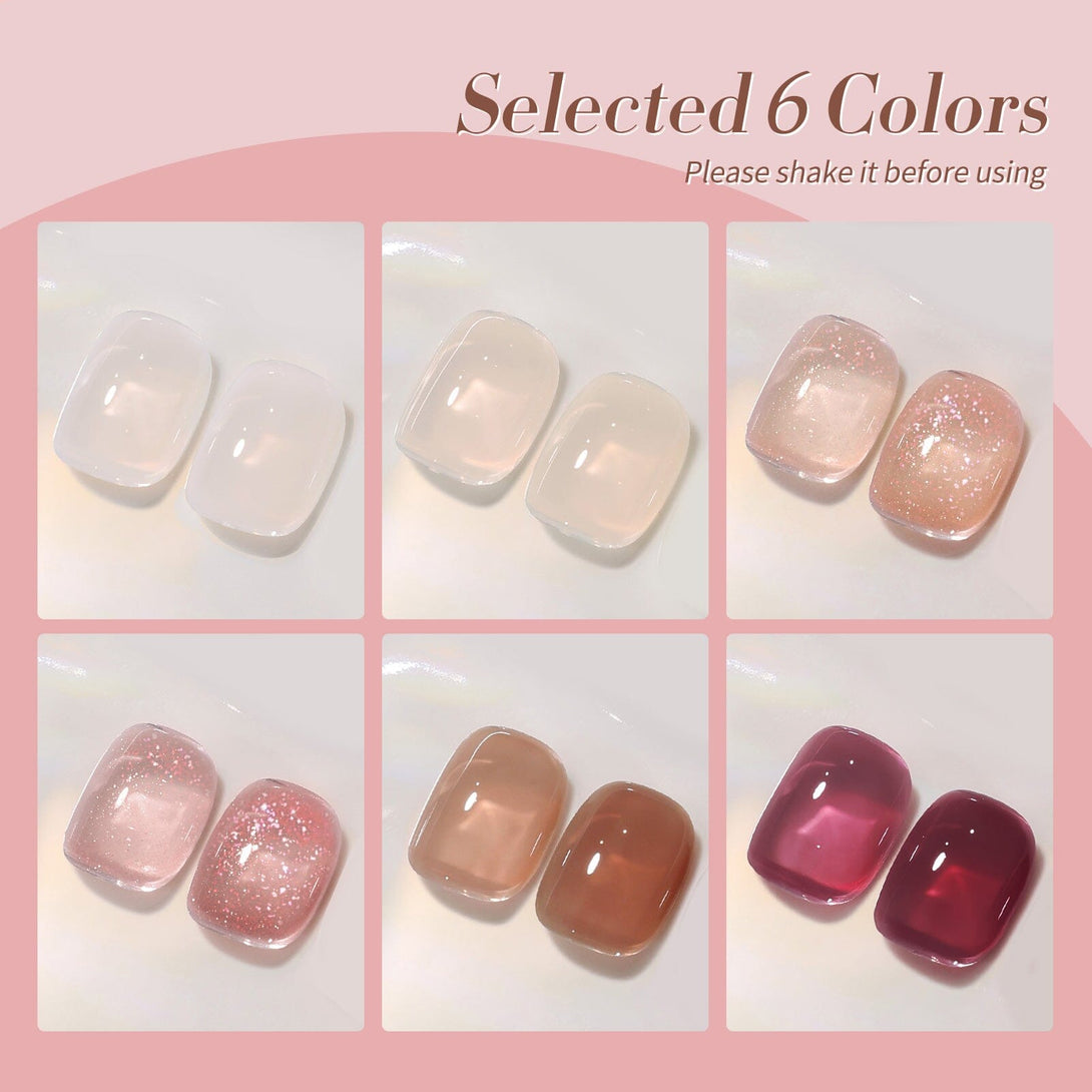 6 Colors Jelly Gel Set Autumn Dusk 7ml Gel Nail Polish BORN PRETTY 