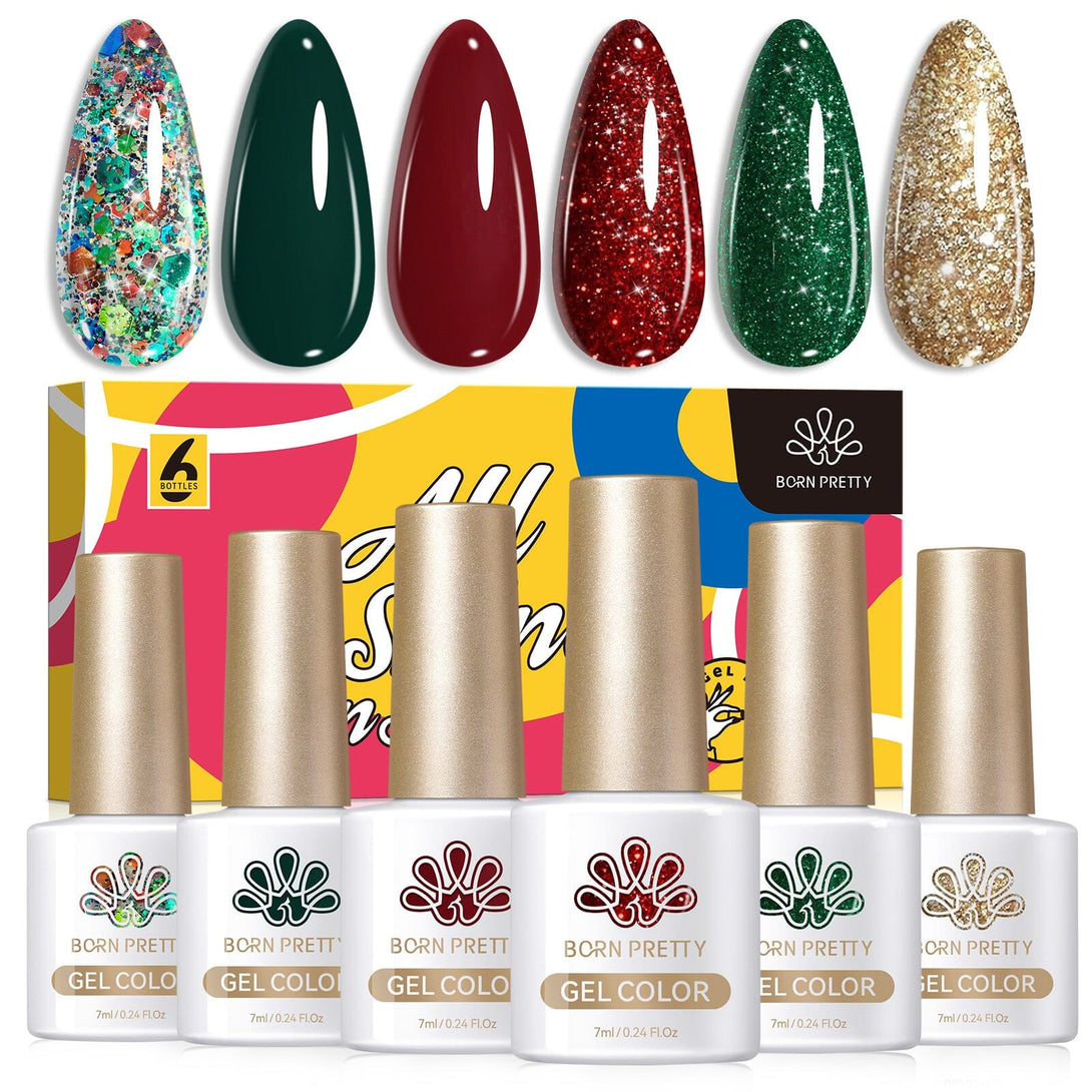 6 Colors Christmas Holiday Cheer Series Gel Polish Set 7ml Gel Nail Polish BORN PRETTY 