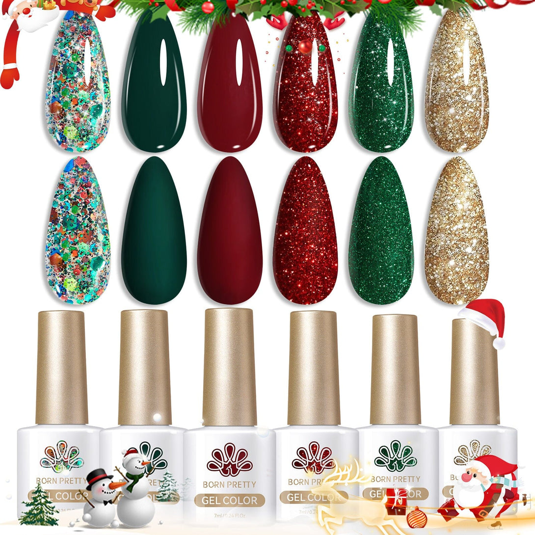 6 Colors Christmas Holiday Cheer Series Gel Polish Set 7ml Gel Nail Polish BORN PRETTY 