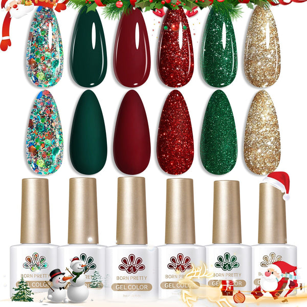 6 Colors Christmas Holiday Cheer Series Gel Polish Set 7ml Gel Nail Polish BORN PRETTY 